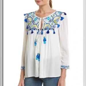 Hemant & Nandita NWT long sleeve embroidered cape top